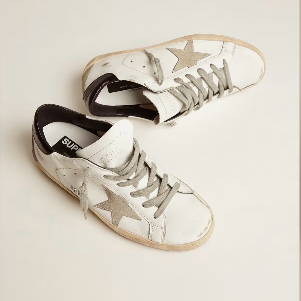 Golden Goose Super-Star with black heel tab and metal stud lettering